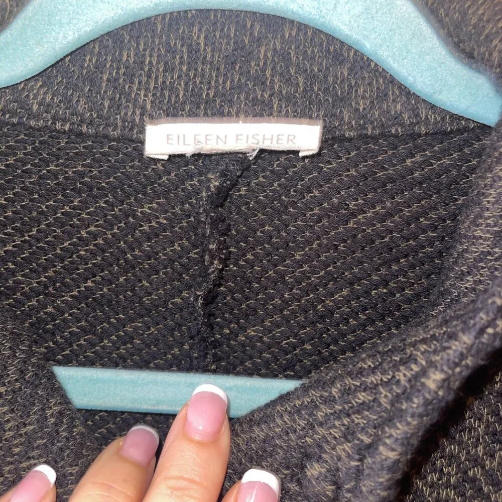 Eileen Fisher Womens Jacket Size Large Black Pockets Casual Pure Cotton - Picture 5 of 11